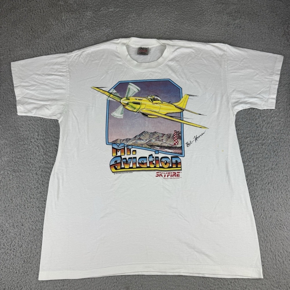 Vintage Mr Aviation Single Stitch T Shirt Bob Hoover Men's Xl Airplane USA